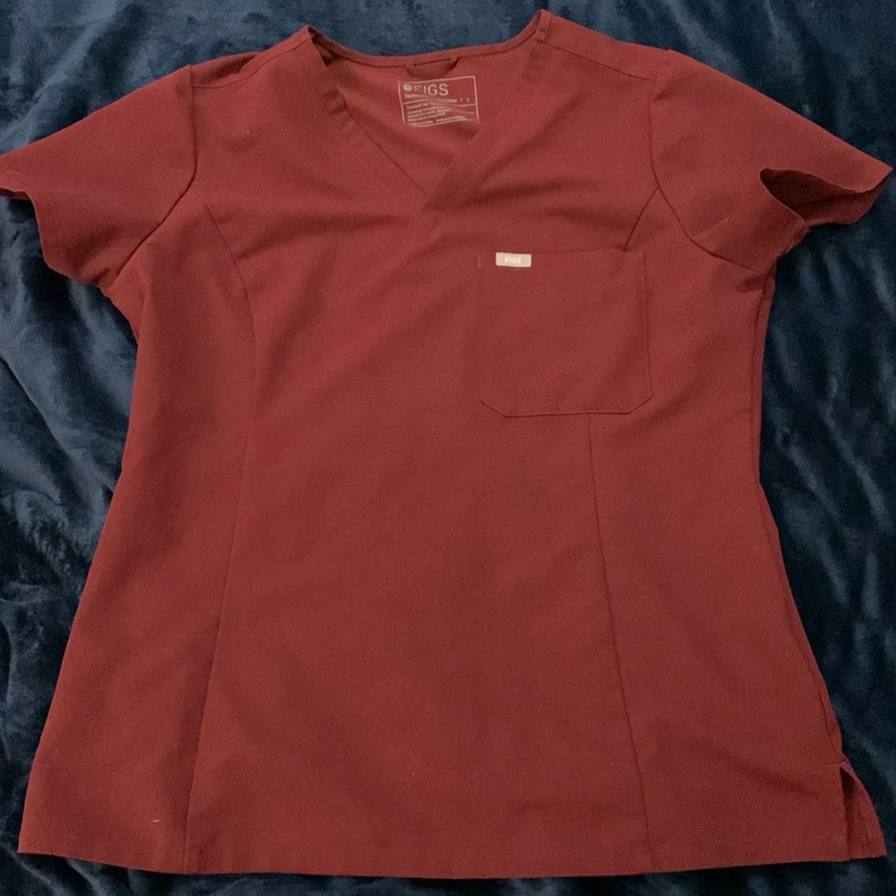 Figs burgundy scrub top